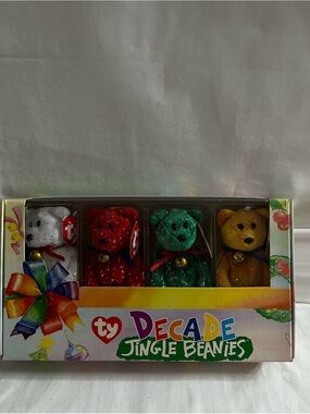 Ty Decade Jingle Beanies Set - White, Red, Green, Yellow